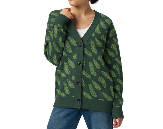 Pickle Lover Gift Sweater - Food Humor Cardigan for Pickle Obsessed