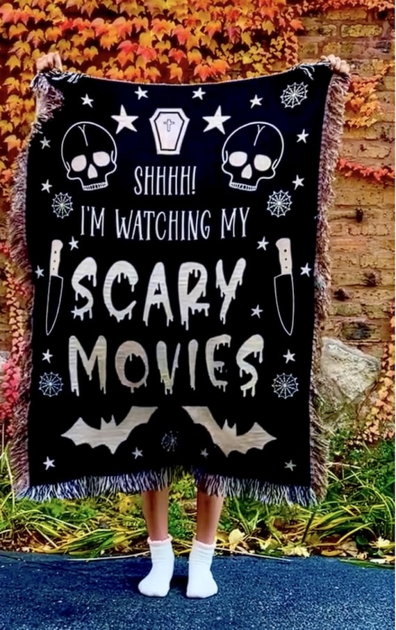 Halloween Blanket Horror Movie Throw, Woven Cotton Wall Art Tapestry for Horror Movie Fans Lovers Gift