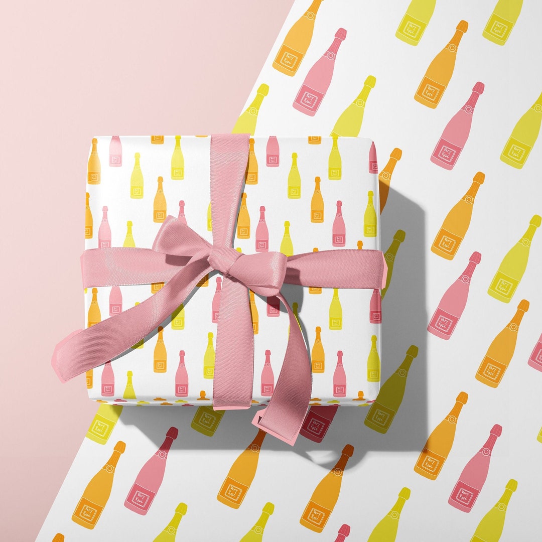 Cute Sparkling Rosé Gift Wrapping Paper High Quality Rolled Etsy