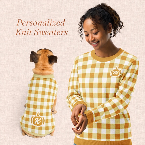 Personalized Dog Mom Matching Sweater Sets, Dog Mom Gift Monogram Twinning Set