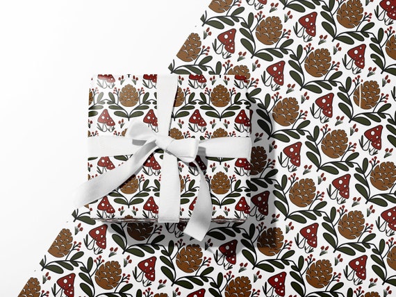 Gift Wrapping Paper | Mushroom Wrapping Paper  | Cottagecore wrapping paper | Fall gift wrapping paper | Thanksgiving Wrapping Paper