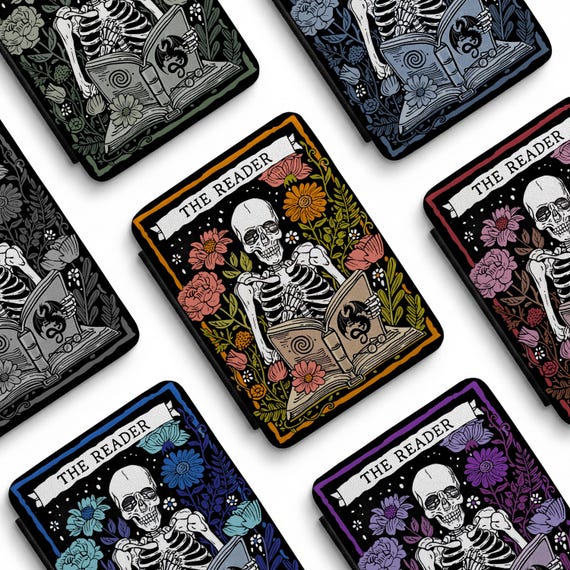 The Reader Tarot Kindle Case | Skeleton Floral PU Leather Cover (Fits Paperwhite 12th Gen)