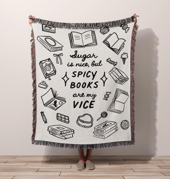 Throw Blanket Couch Cozy Reading Woven Blanket, Book Nook Decor Gift for Book Lovers, Wall Art Tapestry,