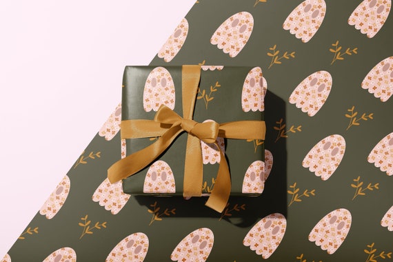 Fall Floral Ghost Wrapping Paper Sheets