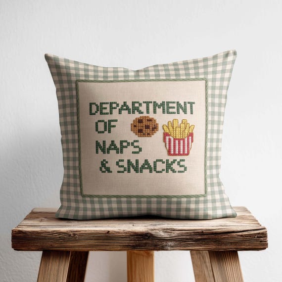 Decorative Throw Pillow Cover, Sage Green Gingham Accent Cushion, Funny Cozy Home, Cottagecore Reading Nook Decor, Unhinged