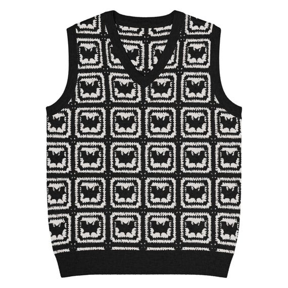 Knit Bat Sweater Vest, UNISEX Gothic Halloween Alt Clothing