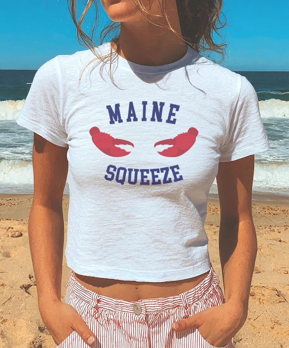 Lobster T-shirt Summer Coastal Fisherman Aesthetic, 2000s Baby Tee Cute Funny Graphic shirt, Maritime Nautical Seaside Girl Beach Vibes Gift