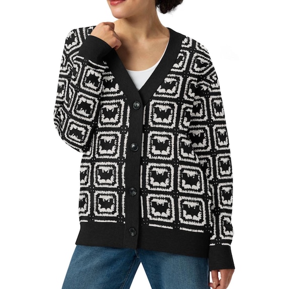 Knit Bat Sweater, UNISEX Button Up Cardigan Halloween Bats Whimsigoth
