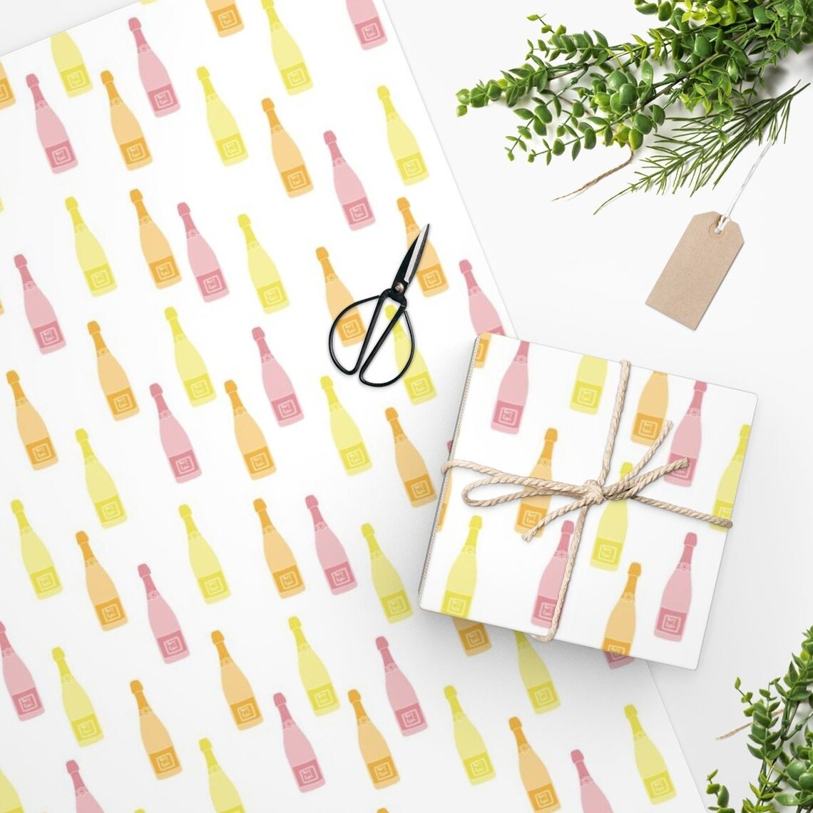 Cute Sparkling Rosé Gift Wrapping Paper 5 High Quality Etsy