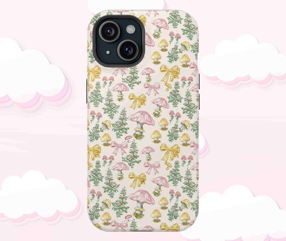 Magsafe Phone Case Cottagecore Mushrooms and Bows Cover for iPhone 13 14 15 Max Pro Mini