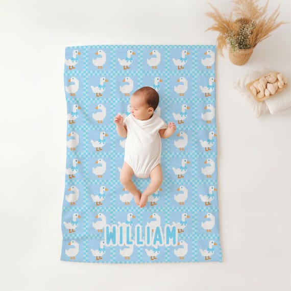 Country Goose Velveteen Personalized Name Blanket, Custom Name Baby Shower Gift