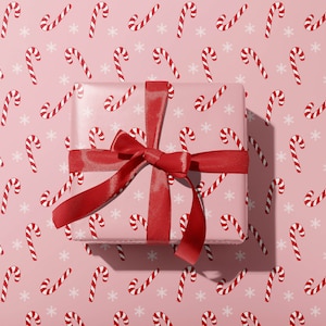 Pink Candy Cane Christmas Wrapping Paper