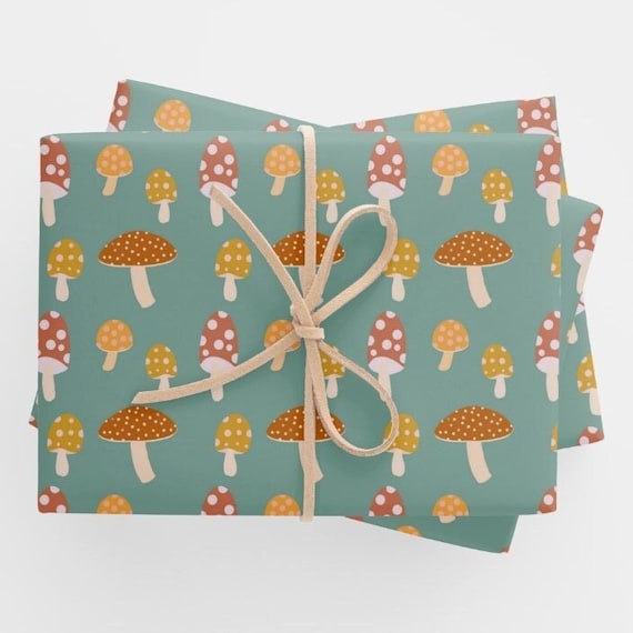 Mushroom Wrapping Paper, Toadstool Gift Wrap, Fungi Birthday Gift Wrap,  Forest Wrapping Paper, Toadstool Patterned Wrapping Paper, Wrapping 