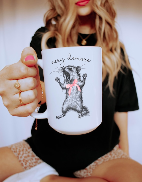 Funny Gift Mug Very Demure Feral Possum Coffee Mug, Very Mindful Very Cutesy Funny Meme Gift Sarcastic Sayings, Humor Gift Cute Animals