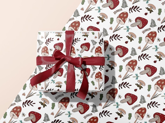 Mushroom Toadstool Gift Wrapping Paper | High Quality Sheets | Cottagecore Gift Wrapping Paper, Birthday, Kids, Baby Shower | Nature Lover