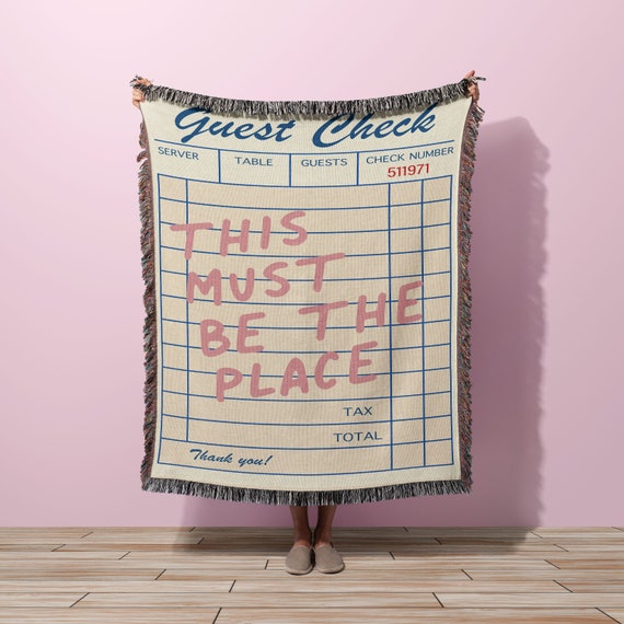 Retro Guest Check Throw Blanket, Trendy Modern Wall Art Tapestry Aesthetic Home Decor, Unique Dorm Room Decor, Cute Apartment Decor Gift