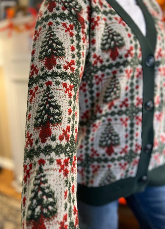 Christmas Cardigan Sweater Granny Square Knit Sweater, UNISEX Traditional Cozy Winter Knitwear Matching Family Morning Outfit Gift for Mom