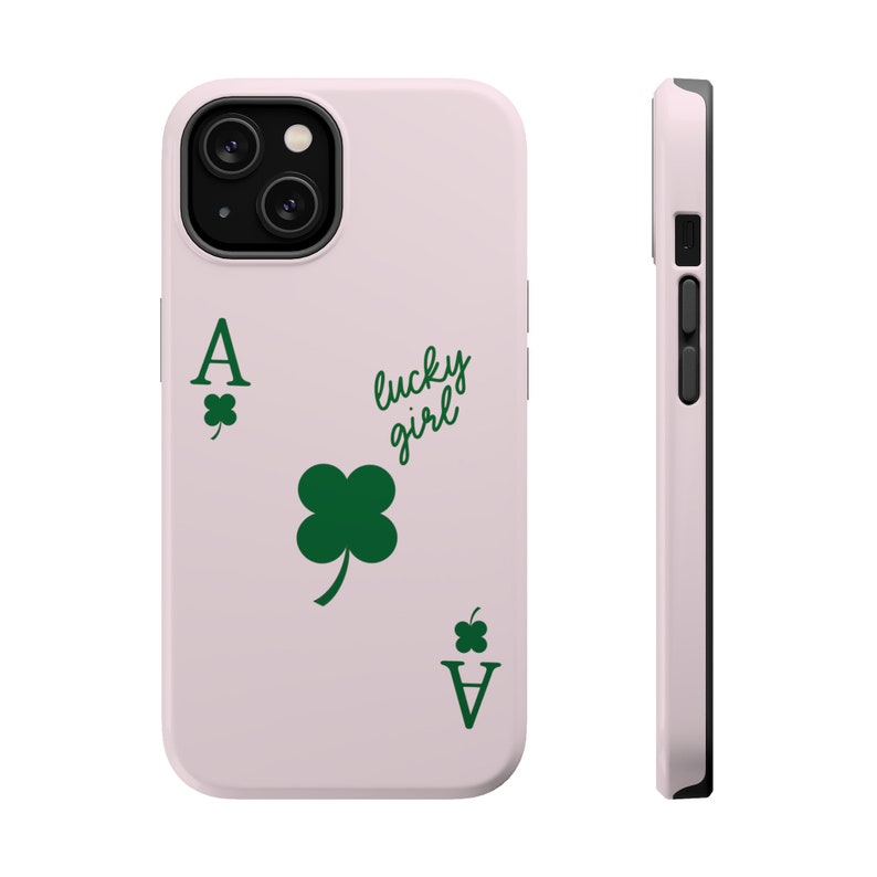 Cute Phone Case for iPhone 13 14 15 16 Max Pro Mini | Lucky Girl Cute Phone Case Gift, Preppy Girl Aesthetic | Pink and Green Gift women y2k image 3