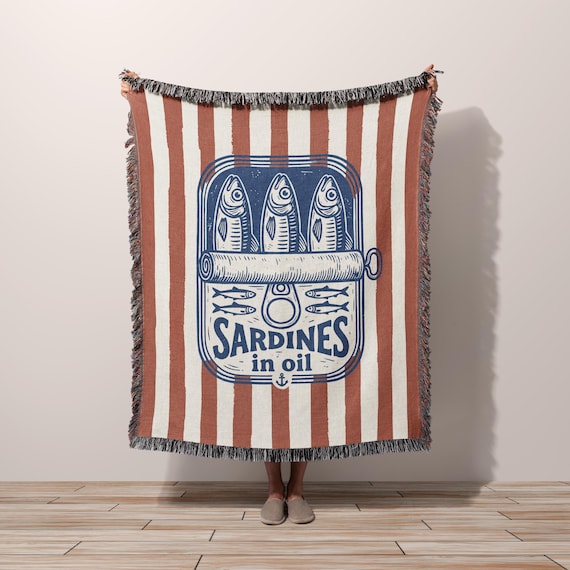 Sardine Woven Throw Blanket, Coastal Decor