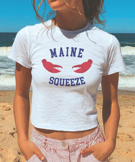 Lobster T-shirt Summer Coastal Fisherman Aesthetic, 2000s Baby Tee Cute Funny Graphic shirt, Maritime Nautical Seaside Girl Beach Vibes Gift