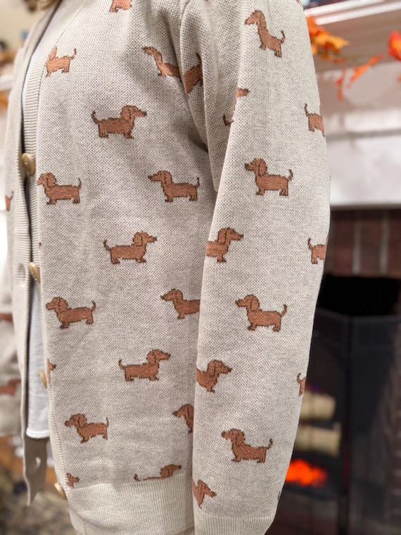 DACHSHUND DOG Sweater Weiner Dog Cardigan, Dog Mom Gift Knitwear Cute Cozy Dog Sweater Knitted Cardigan Dog Lover Gift, Sausage Long Dog