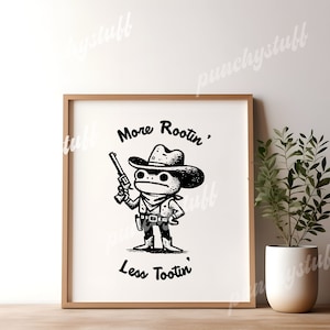 Impresión artística de rana vaquera, póster de rana con cita divertida, retro para decoración de pared de dormitorio, estilo country occidental, sin marco, regalo divertido