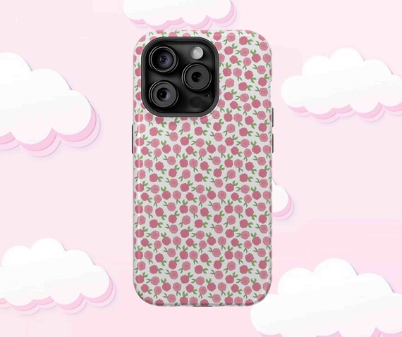 Floral Coquette Magsafe Phone Case Pink Green Rose Toile Phone Case works with iPhone 15 14 13 Max Pro Mini | Pink Green Preppy Phone Case