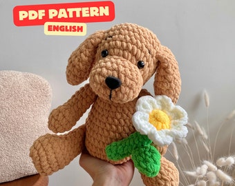 Dog with daisy crochet pattern