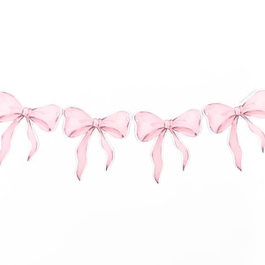 Pink Bow Garland, Paper Banner, Party Decorations