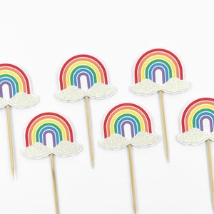 Rainbow Cupcake Toppers, Birthday Party, Baby Shower, Party Supplies, Rainbow Decor, Cupcake Decor