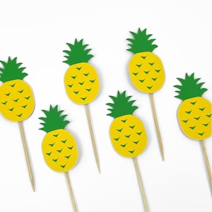 Pineapple Cupcake Toppers, Birthday Party, Fruit Theme, Party Supplies