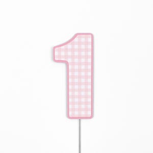Pink Gingham Number Cake Topper, Cake Topper, Smash Cake, Birthday Party, Gingham Theme Birthday