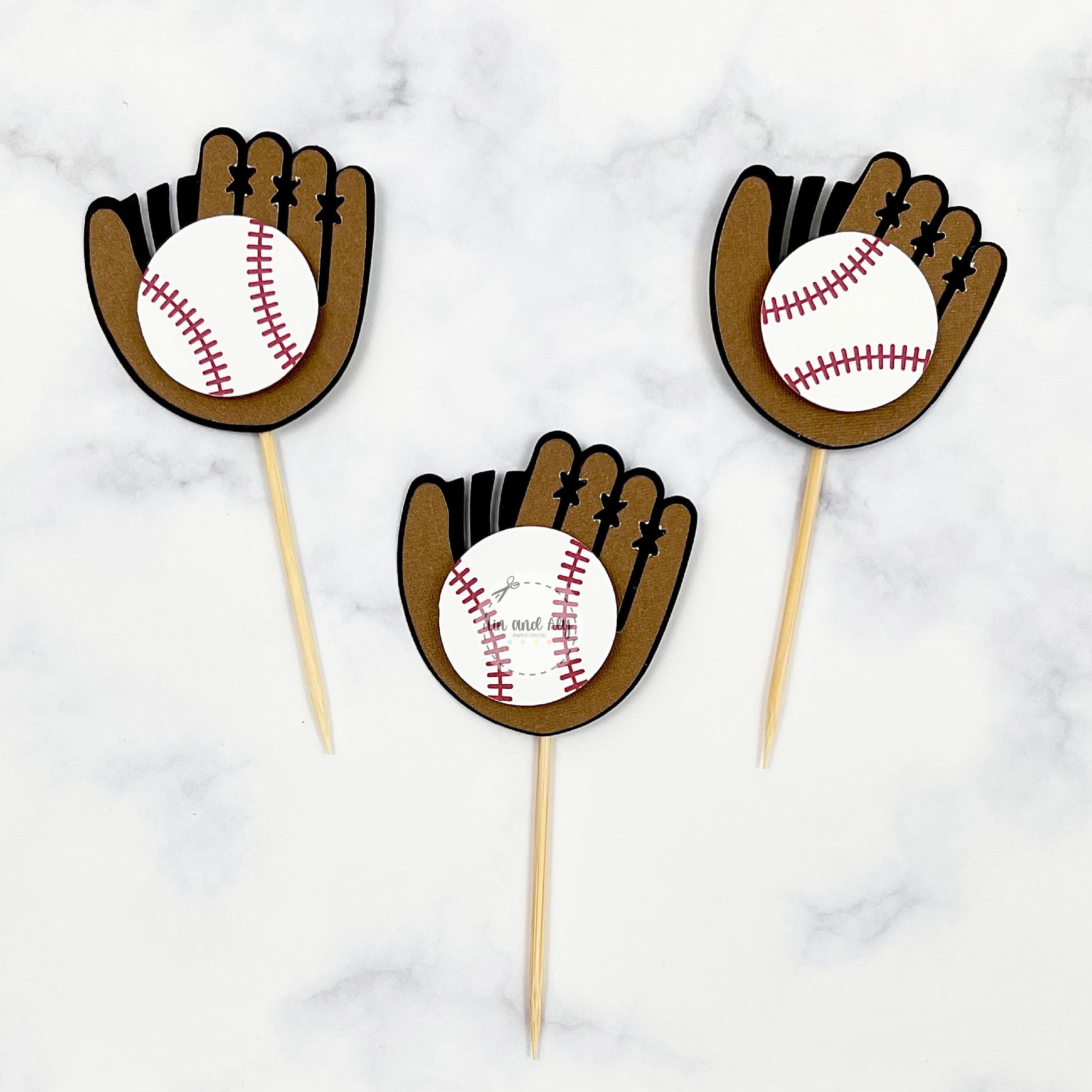 Baseball Glove Cupcake Toppers Birthday Party Baseball - Etsy