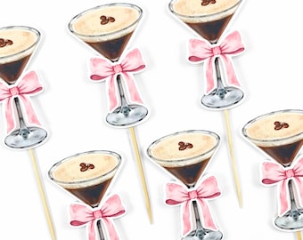 Espresso Martini Cupcake Toppers: Party Decorations