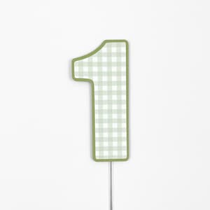 Green Gingham Number Cake Topper, Cake Topper, Smash Cake, Birthday Party, Gingham Theme Birthday