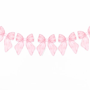 Pink Bow Garland, Paper Banner, Party Decorations