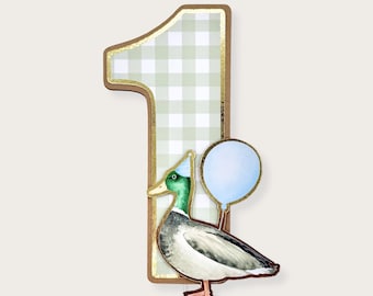 Blue Mallard Duck Number Cake Topper: Birthday Party Decorations