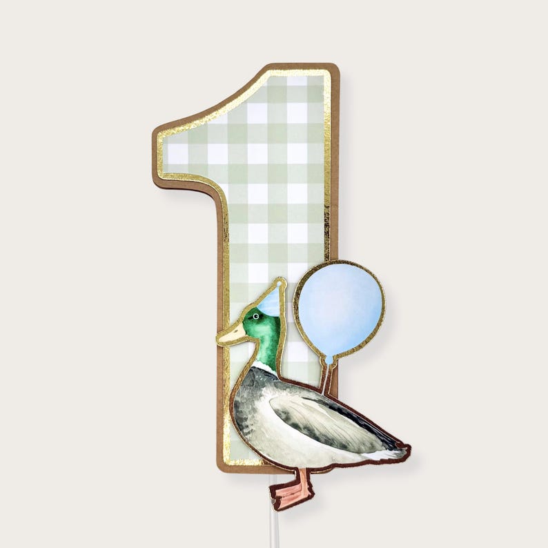 Adorno para tarta con el número del pato azul: Decoraciones para fiestas de cumpleaños imagen 1