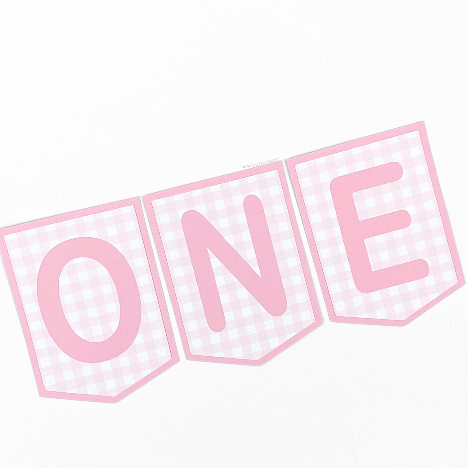 Pink Gingham ONE Banner: First Birthday High Chair Decor - Etsy