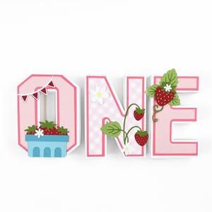Strawberry Theme 3D Letters, Strawberry Party Theme, One Birthday ...
