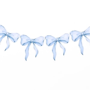 Blue Bow Garland, Paper Banner, Party Decorations