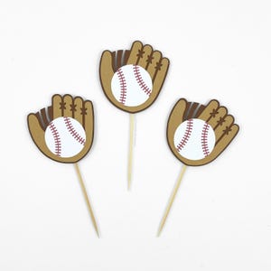 Baseball Glove Cupcake Toppers, Birthday Party, Baseball Theme, Party ...