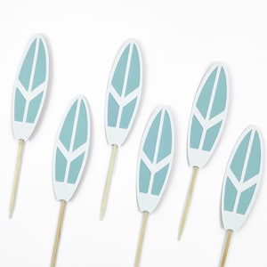 Surfboard Cupcake Toppers, Party Supplies, Cupcake Decor, Beach Theme