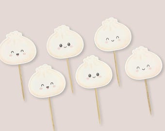 Dumpling Cupcake Toppers: Party Decorations