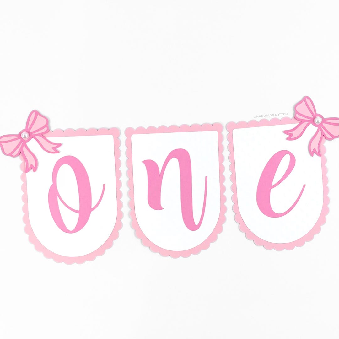 Pink Bow ONE Banner, Banner for High Chair, First Birthday, Birthday ...