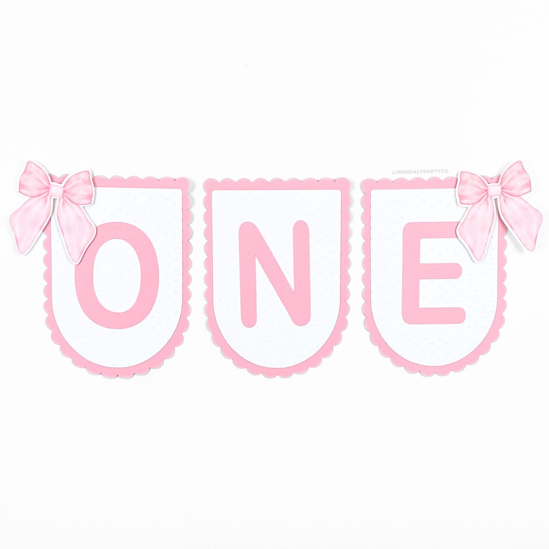 Pink Bow ONE Banner, Banner for High Chair, First Birthday, Birthday ...