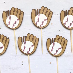Baseball Glove Cupcake Toppers, Birthday Party, Baseball Theme, Party ...
