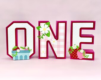 Strawberry Theme 3D Letters, Strawberry Party Theme, One Birthday, Birthday Party, Paper Crafts, Berry First Birthday