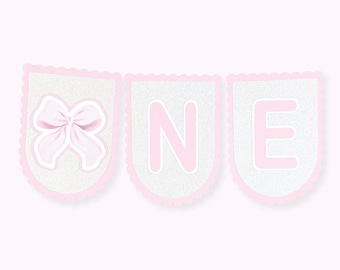 Pink Bow ONE Highchair Banner: Birthday Party Decorations