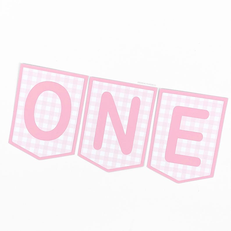 Pink Gingham ONE Banner: First Birthday High Chair Decor - Etsy